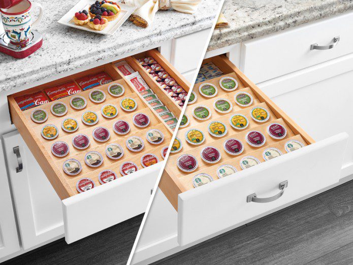 A drawer with many different types of food in it